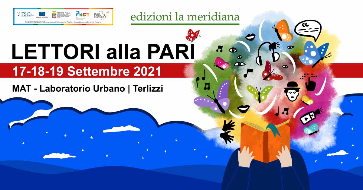 L'immagine, che riprende quella del progetto "Lettori alla pari" di cui la fiera del libro accessibile "Lettori alla Pari" fa parte, propone in un'illustrazione le finalità del progetto: una figura umana apre un libro che, in una nuvola di colori, assume tante forme quante sono le possibilità di accesso alle informazioni. Dall'audiodescrizione alla sottotitolazione, dalla scrittura tattile alla traduzione in simboli, le possibilità di raccontare una storia o trasmettere informazioni sono infinite. Tutte troveranno spazio all'interno della fiera, che si terrà a Terlizzi, in provincia di Bari, dal 17 al 19 settembre 2021.