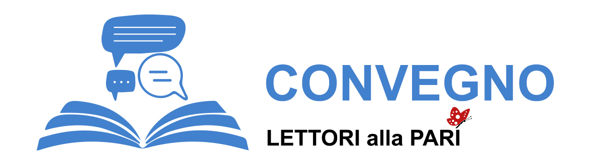 Icona del Convegno 2022 Lettori alla Pari. L'immagine presenta un libro aperto con delle nuvolette che indicano il dialogo e confronto tra gli esperti sul tema dell'accessibilità alla lettura.